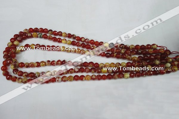 CAG5186 15 inches 6mm faceted round fire crackle agate beads