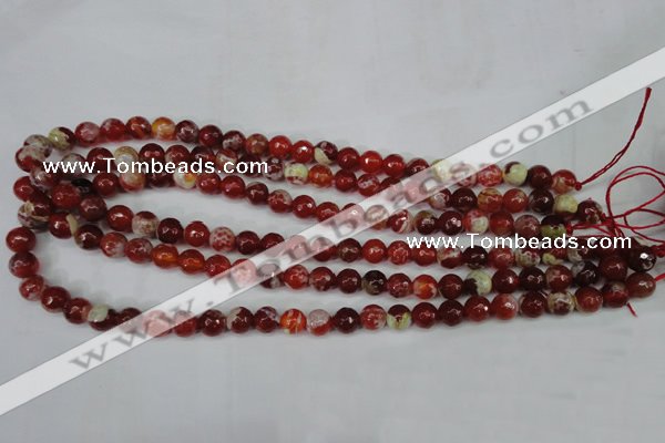 CAG5187 15 inches 8mm faceted round fire crackle agate beads