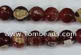 CAG5188 15 inches 10mm faceted round fire crackle agate beads