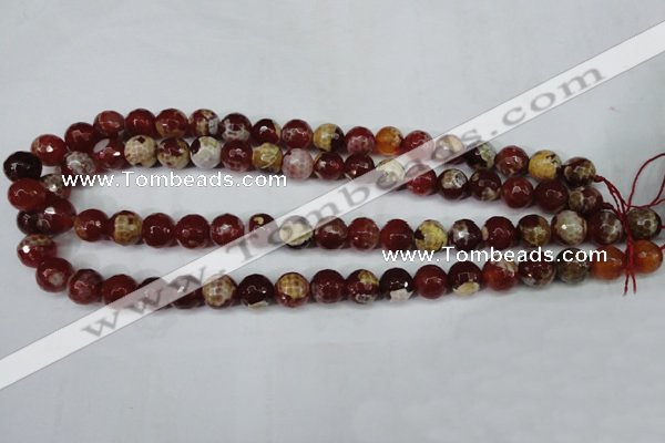 CAG5188 15 inches 10mm faceted round fire crackle agate beads