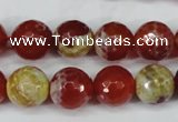 CAG5189 15 inches 12mm faceted round fire crackle agate beads