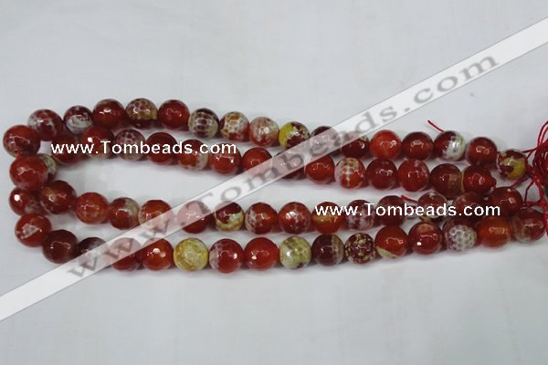 CAG5189 15 inches 12mm faceted round fire crackle agate beads