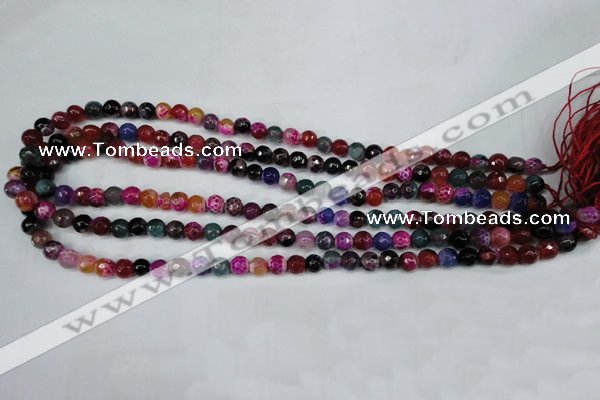 CAG5191 15 inches 6mm faceted round fire crackle agate beads