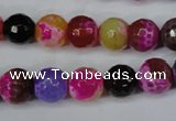 CAG5193 15 inches 10mm faceted round fire crackle agate beads