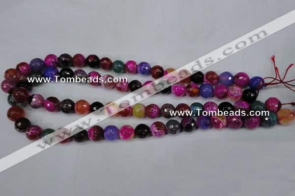 CAG5193 15 inches 10mm faceted round fire crackle agate beads