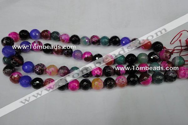 CAG5194 15 inches 12mm faceted round fire crackle agate beads