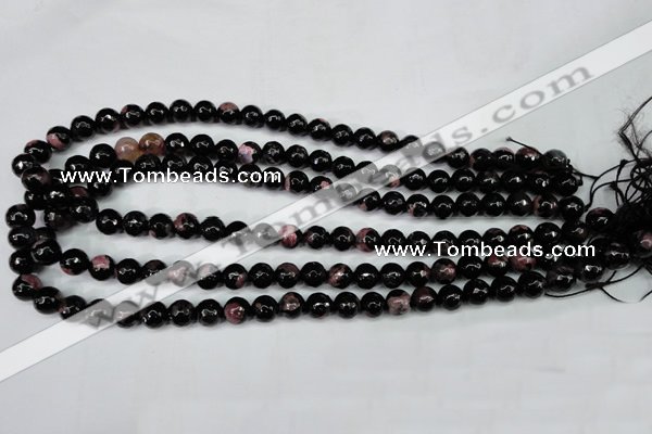 CAG5198 15 inches 8mm faceted round fire crackle agate beads