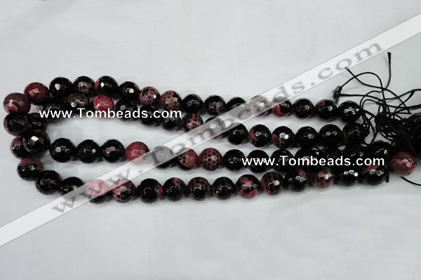 CAG5200 15 inches 12mm faceted round fire crackle agate beads