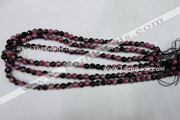 CAG5203 15 inches 6mm faceted round fire crackle agate beads