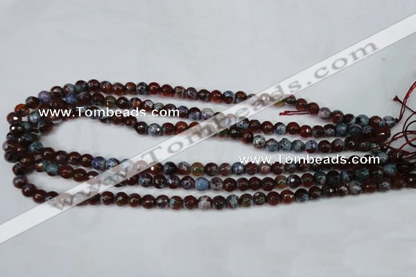 CAG5206 15 inches 6mm faceted round fire crackle agate beads