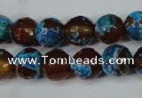 CAG5208 15 inches 10mm faceted round fire crackle agate beads