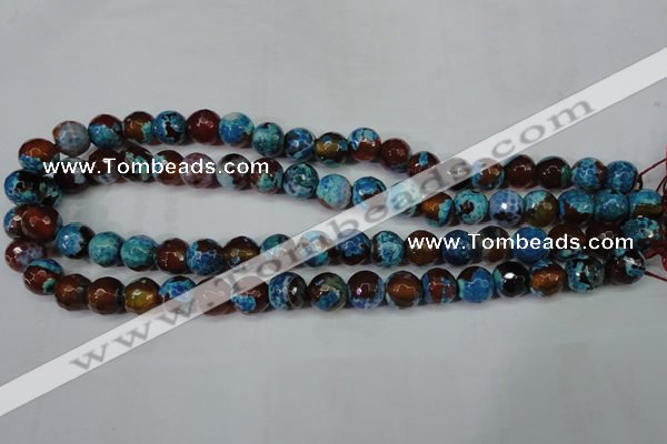 CAG5208 15 inches 10mm faceted round fire crackle agate beads