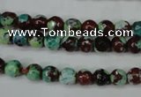 CAG5214 15 inches 6mm faceted round fire crackle agate beads