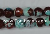 CAG5215 15 inches 10mm faceted round fire crackle agate beads