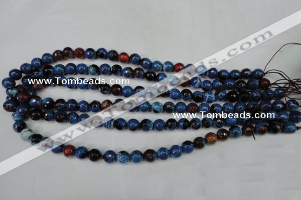 CAG5216 15 inches 8mm faceted round fire crackle agate beads