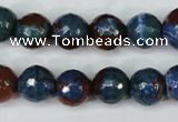 CAG5217 15 inches 10mm faceted round fire crackle agate beads