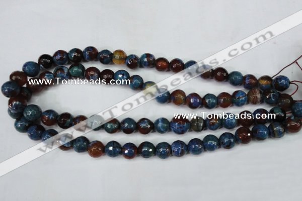 CAG5217 15 inches 10mm faceted round fire crackle agate beads