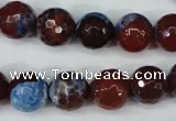 CAG5218 15 inches 12mm faceted round fire crackle agate beads