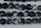 CAG5222 15 inches 8mm faceted round fire crackle agate beads