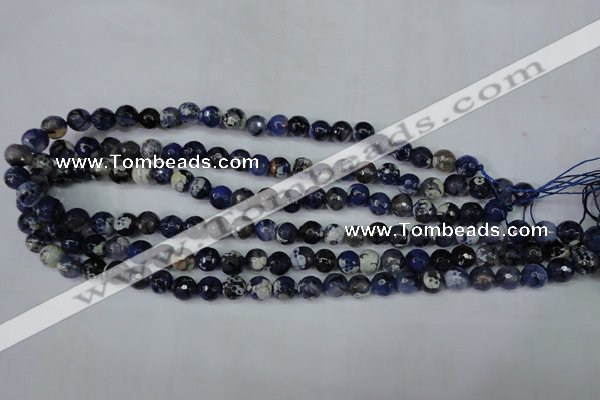 CAG5222 15 inches 8mm faceted round fire crackle agate beads