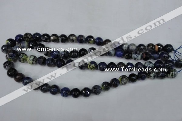 CAG5223 15 inches 10mm faceted round fire crackle agate beads