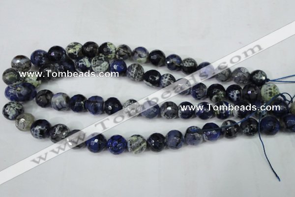 CAG5224 15 inches 12mm faceted round fire crackle agate beads