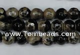 CAG5232 15 inches 10mm faceted round fire crackle agate beads