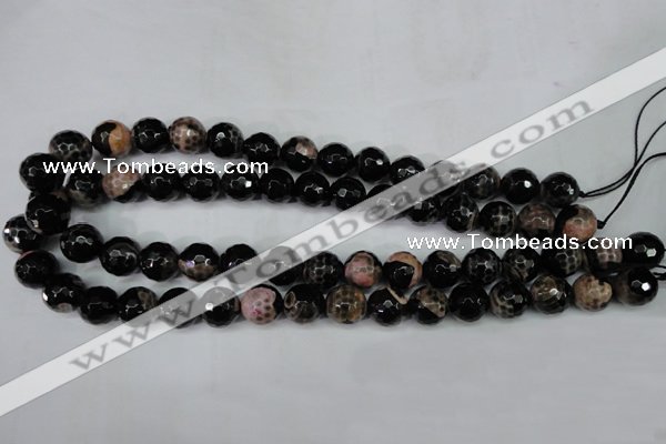 CAG5233 15 inches 12mm faceted round fire crackle agate beads