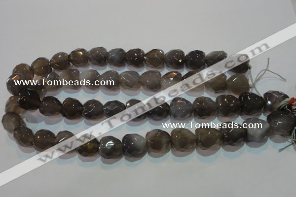 CAG5268 15.5 inches 16*16mm faceted heart Brazilian grey agate beads