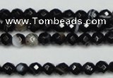 CAG5272 15.5 inches 6mm faceted round black line agate beads