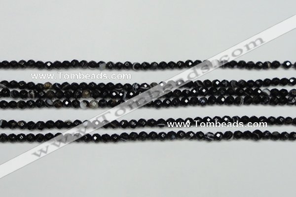 CAG5272 15.5 inches 6mm faceted round black line agate beads