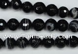 CAG5273 15.5 inches 8mm faceted round black line agate beads