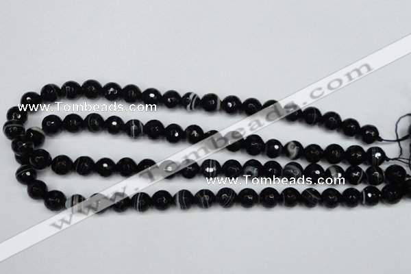 CAG5273 15.5 inches 8mm faceted round black line agate beads