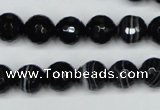 CAG5274 15.5 inches 10mm faceted round black line agate beads