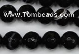 CAG5275 15.5 inches 12mm faceted round black line agate beads