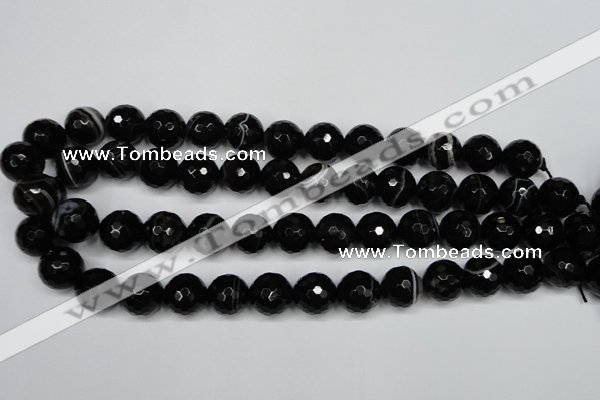 CAG5275 15.5 inches 12mm faceted round black line agate beads