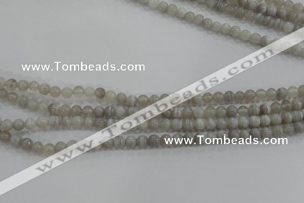 CAG5320 15.5 inches 4mm round grey line agate beads wholesale