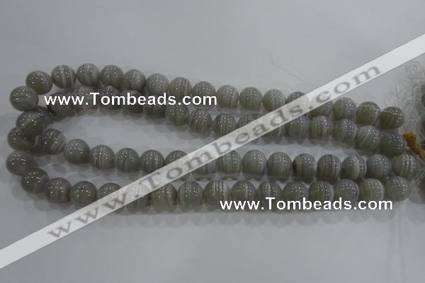 CAG5323 15.5 inches 12mm round grey line agate beads wholesale