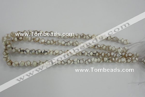 CAG5333 15.5 inches 8mm faceted round tibetan agate beads wholesale