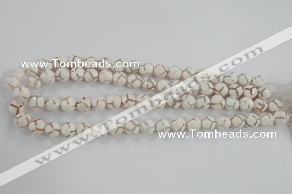 CAG5334 15.5 inches 10mm faceted round tibetan agate beads wholesale