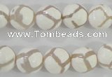 CAG5335 15.5 inches 12mm faceted round tibetan agate beads wholesale