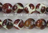 CAG5340 15.5 inches 12mm faceted round tibetan agate beads wholesale