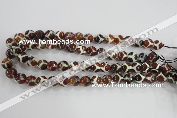 CAG5340 15.5 inches 12mm faceted round tibetan agate beads wholesale