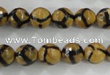 CAG5344 15.5 inches 10mm faceted round tibetan agate beads wholesale