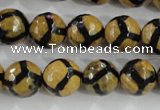 CAG5345 15.5 inches 12mm faceted round tibetan agate beads wholesale