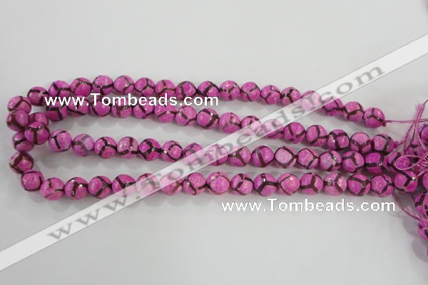 CAG5348 15.5 inches 10mm faceted round tibetan agate beads wholesale