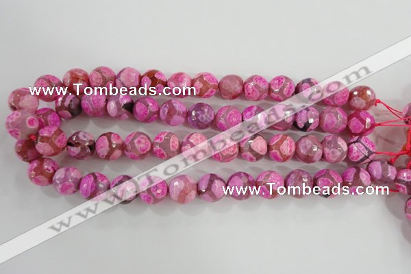 CAG5351 15.5 inches 14mm faceted round tibetan agate beads wholesale