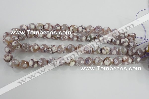 CAG5354 15.5 inches 12mm faceted round tibetan agate beads wholesale