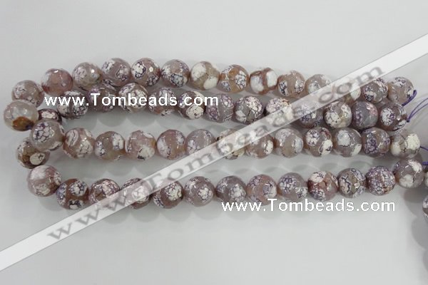 CAG5355 15.5 inches 14mm faceted round tibetan agate beads wholesale