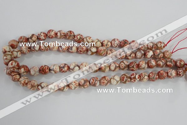 CAG5358 15.5 inches 10mm faceted round tibetan agate beads wholesale